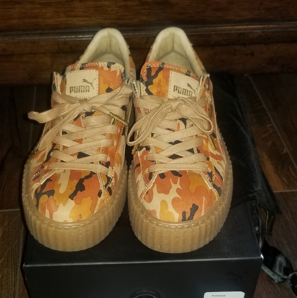 Fenty Rihanna Creeper Orange Camo Platform  Pumas